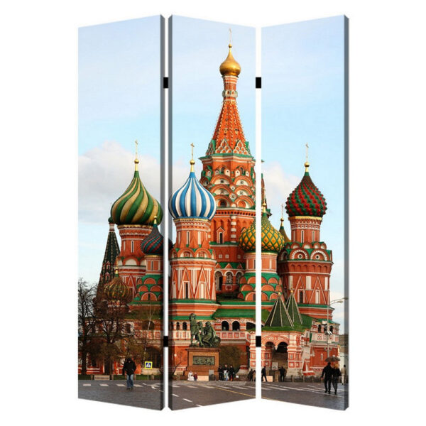 Russian Tower Print Foldable Canvas Screen with 3 Panels, Multicolor