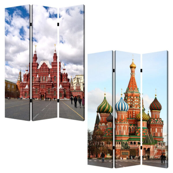 Russian Tower Print Foldable Canvas Screen with 3 Panels, Multicolor