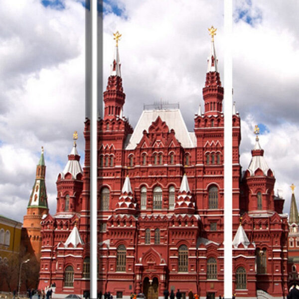 Russian Tower Print Foldable Canvas Screen with 3 Panels, Multicolor