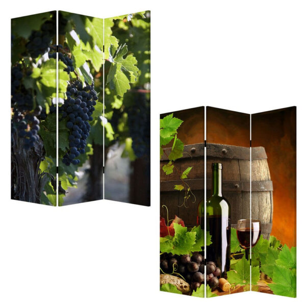 Grape Vine Print Foldable Canvas Screen with 3 Panels, Multicolor