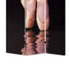 Ballet Shoe Print Foldable Canvas Screen with 3 Panels, Black and Pink