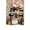 3 Panel Flowers and Cycle Print Foldable Room Divider, Pink and Brown