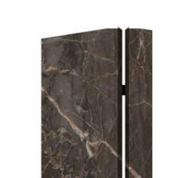 3 Panel Marble Print Canvas Room Divider, Dark Brown