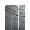 3 Panel Canvas and Metal Frame Room Divider, Slate Gray