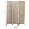 Cottage Style 3 Panel Room Divider with Willow Weaving, Gray
