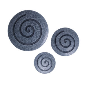Round Sandstone and Glass Wall Decor with Spiral Design Set of 2, Small, Gray