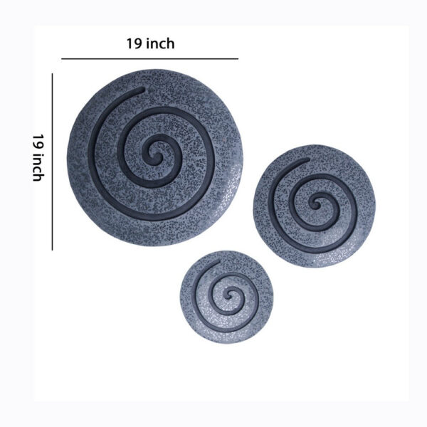 Round Sandstone and Glass Wall Decor with Spiral Design Set of 2, Medium, Gray