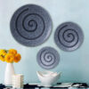 Round Sandstone and Glass Wall Decor with Spiral Design Set of 2, Large, Gray