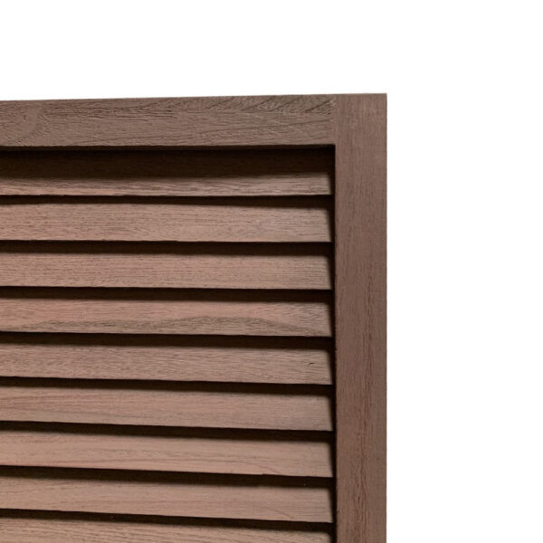 67 Inch 3 Panel Shutter Screen Room Divider, Fitted Slats, Washed Brown