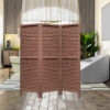 67 Inch 3 Panel Shutter Screen Room Divider, Fitted Slats, Washed Brown