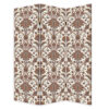 72 Inch 3 Panel Canvas Screen Room Divider, Dual Sided Baroque, White Brown