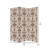 72 Inch 3 Panel Canvas Screen Room Divider, Dual Sided Baroque, White Brown