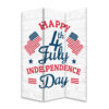 72 Inch 3 Panel Canvas Room Divider, Independence Day, Flag, Blue, Red