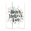 72 Inch 3 Panel Canvas Room Divider, Black Painted Mothers Day, White