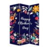 72 Inch 3 Panel Canvas Room Divider, Black Painted Mothers Day, White