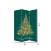 72 Inch 3 Panel Canvas Screen Room Divider, Painted Christmas Tree, Green