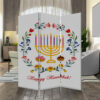 72 Inch 3 Panel Canvas Foldable Room Divider, Hanukkah Symbol, Multicolor