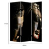 Brar 71 Inch 3 Panel Canvas Screen, Dual Sided Buddha Print, Black, Brown