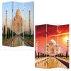 Brar 71 Inch 3 Panel Screen, Taj Mahal Reflecting Pool Print, Multicolor