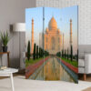 Brar 71 Inch 3 Panel Screen, Taj Mahal Reflecting Pool Print, Multicolor