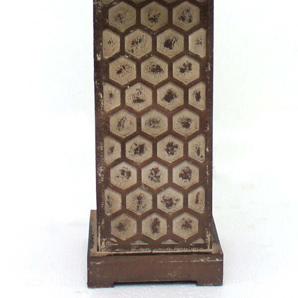 29 Inch Industrial Table Lamp, Linen Shade, Honeycombed Metal Base, Set of 2, Khaki