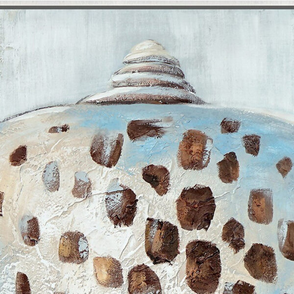 30 x 39 Hand Painted Dotted Sea Conch, Resin Coated, Warm Orange and Blue