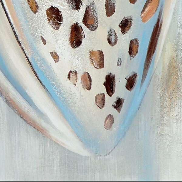 30 x 39 Hand Painted Dotted Sea Conch, Resin Coated, Warm Orange and Blue