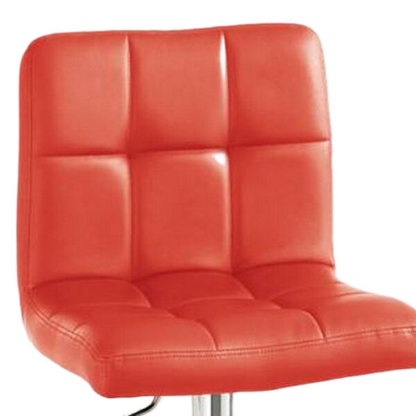 25-29 Inch Swivel Barstool, Set of 2, Cushioned Seat, Red Faux Leather