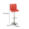 25-29 Inch Swivel Barstool, Set of 2, Cushioned Seat, Red Faux Leather