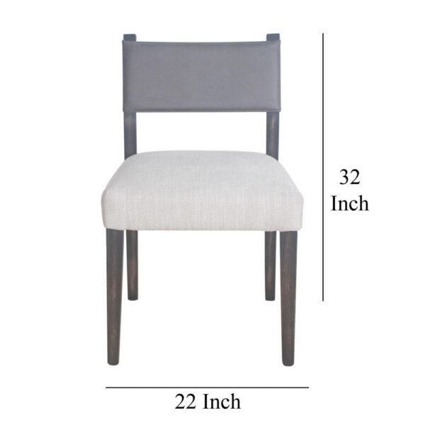 Liom Dining Side Chair Set of 2, Ash Gray Fabric, Blackwash Frame
