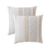 Jela Euro Sham with Clipped Jacquard Stripes, White Cotton, 26 x 26