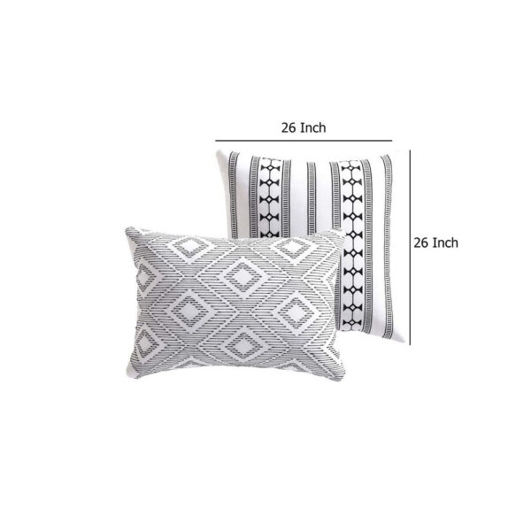 Jim Euro Sham with Black and White Clipped Jacquard Stripe, 26 x 26