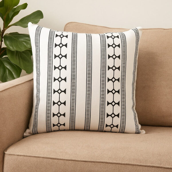 Jim Euro Sham with Black and White Clipped Jacquard Stripe, 26 x 26