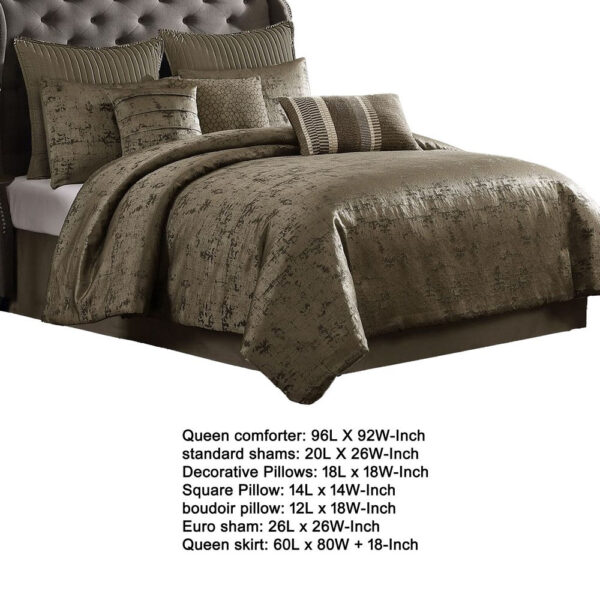 Beny 9pc King Size Comforter Set, Traditional Gold Woven Jacquard