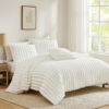 Sieno 3pc Twin XL Comforter Set, White Faux Fur and Micro Mink Backing