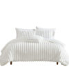 Sieno 4pc King Comforter Set, White Faux Fur and Micro Mink Backing