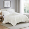 Sieno 4pc King Comforter Set, White Faux Fur and Micro Mink Backing