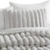 Sieno 3pc Twin XL Comforter Set, Gray Faux Fur and Micro Mink Backing