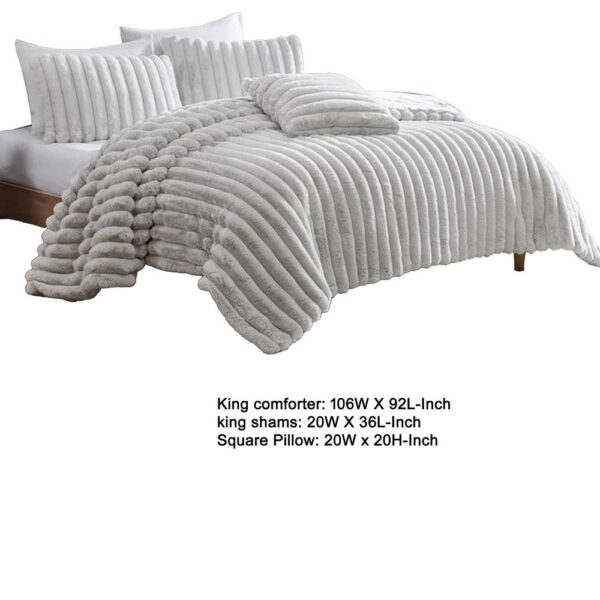 Sieno 4pc King Comforter Set, Gray Faux Fur and Micro Mink Backing