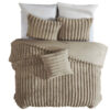 Sieno 4pc Queen Comforter Set, Taupe Brown Faux Fur Micro Mink Backing