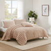 Sieno 4pc King Comforter Set, Blush Pink Faux Fur, Micro Mink Backing