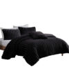 Sieno 4pc Queen Comforter Set, Shams, Black Faux Fur, Micro Mink Back
