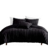 Sieno 4pc Queen Comforter Set, Shams, Black Faux Fur, Micro Mink Back