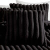 Sieno 4pc Queen Comforter Set, Shams, Black Faux Fur, Micro Mink Back
