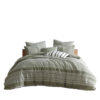 Meo 5pc King Size Comforter Set, Green Textured Woven Jacquard Stripe