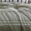 Meo 5pc Queen Size Comforter Set, Green Textured Woven Jacquard Stripe