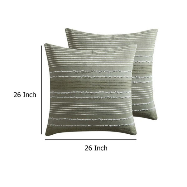 Meo Euro Sham, Textured Woven Jacquard Stripe, Green Cotton, 26 x 26