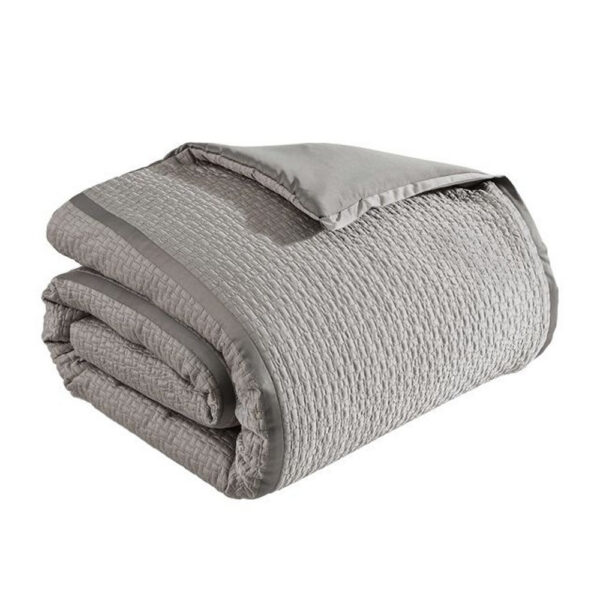 Loi 8pc King Comforter Set with Pillows, Shams, Reversible Gray Silver