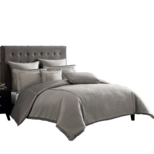 Loi 7pc Queen Comforter Set with Pillows, Shams Reversible Gray Silver