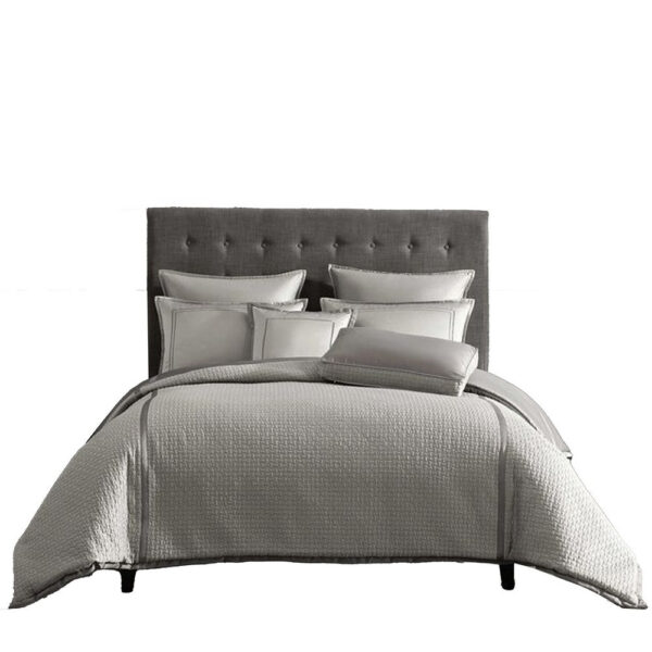 Loi 7pc Queen Comforter Set with Pillows, Shams Reversible Gray Silver